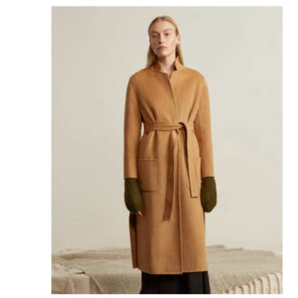 Genuine People Jackets & Blazers - GENUINE People Oatmeal Wool Belted Hooded Trench Coat S